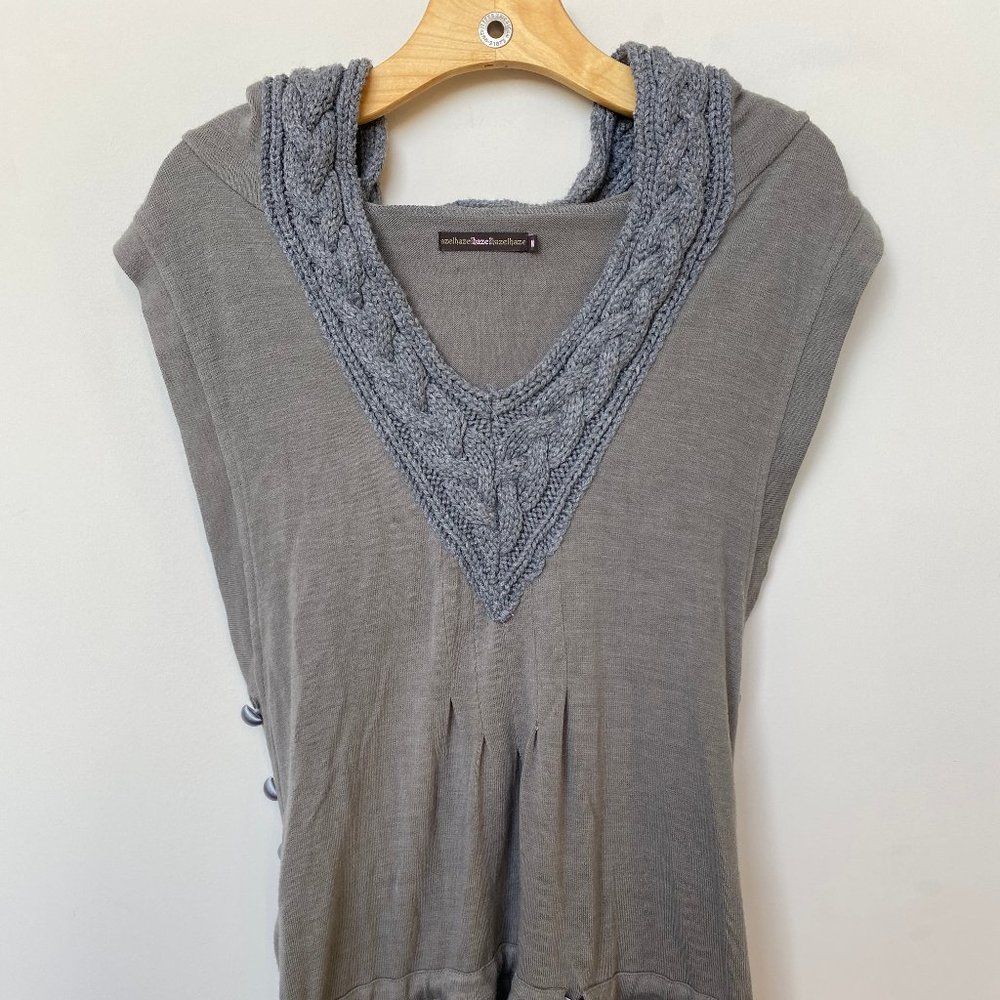 Hazel Grey Braided Boho Hooded Dress  SZM